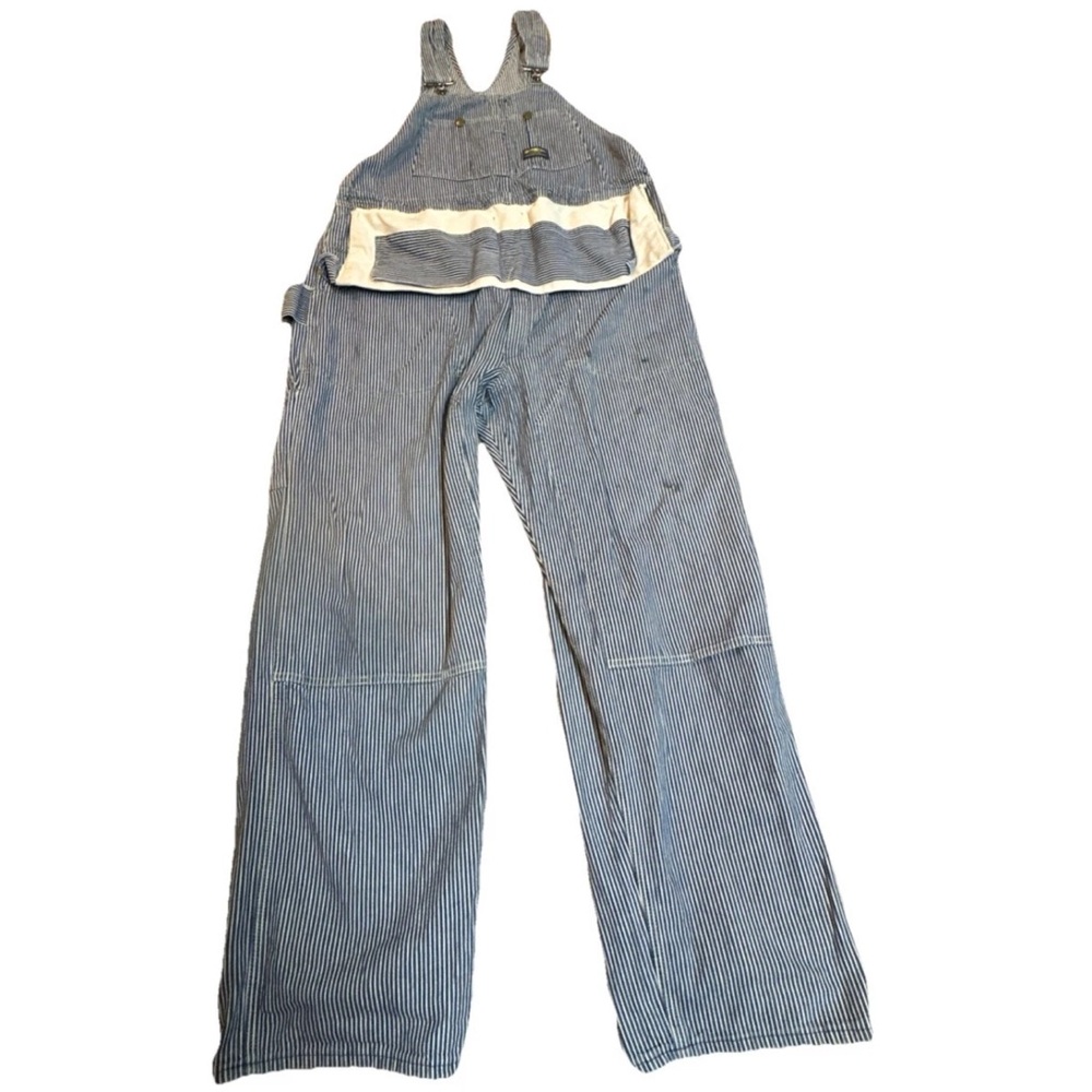 VTG 1950's OshKosh B'Gosh Railroad Stripe Overalls Toolbelt Union Made USA 44x32